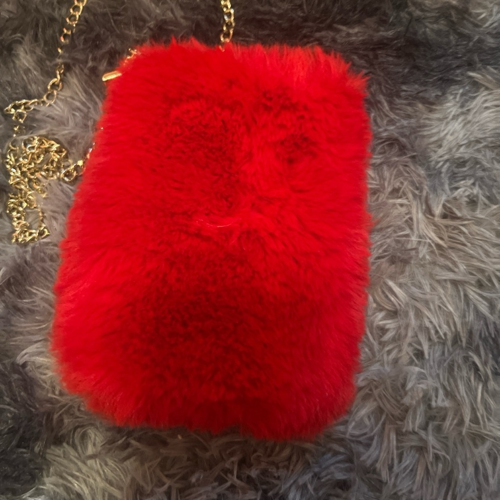 Red fur bag